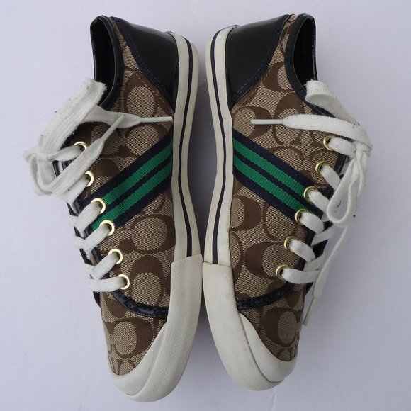 SIZE 6. COACH Folly logo canvas & leather sneakers shoes. - Picture 6 of 16